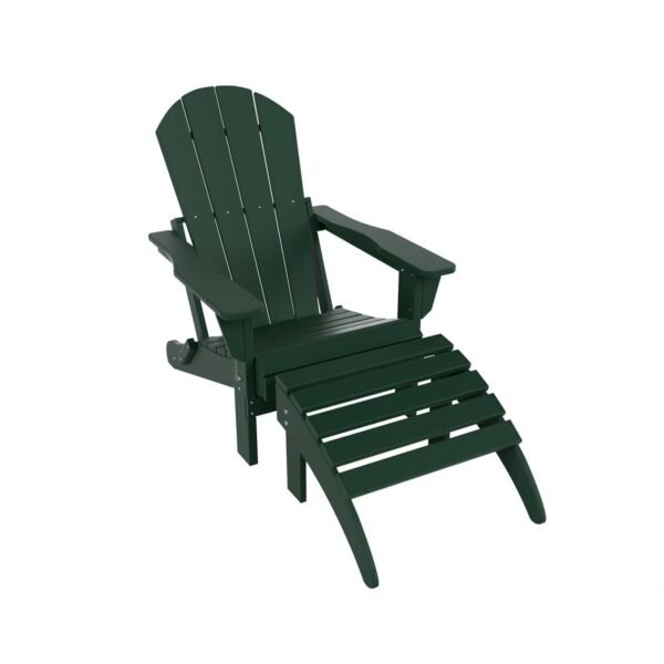 i1lhflfe1hykyakfxazk.jpg Outdoor Adirondack Chair & Ottoman Set – Dark Green
